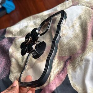 Black and Clear Phone Case with Flower Ring